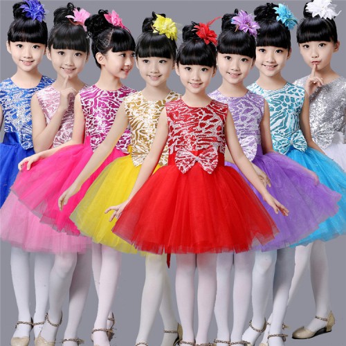Girls princess choral host singers jazz dresses children ballet dress robe de danse jazz pour enfants